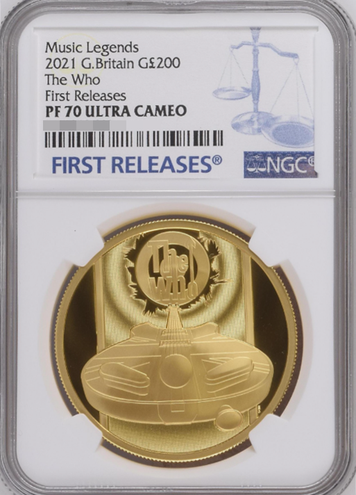 2021年 ミュージックレジェンド The Who ザ・フー 2オンス 200ポンド 金貨 NGC PF70UC FR イギリス＃1