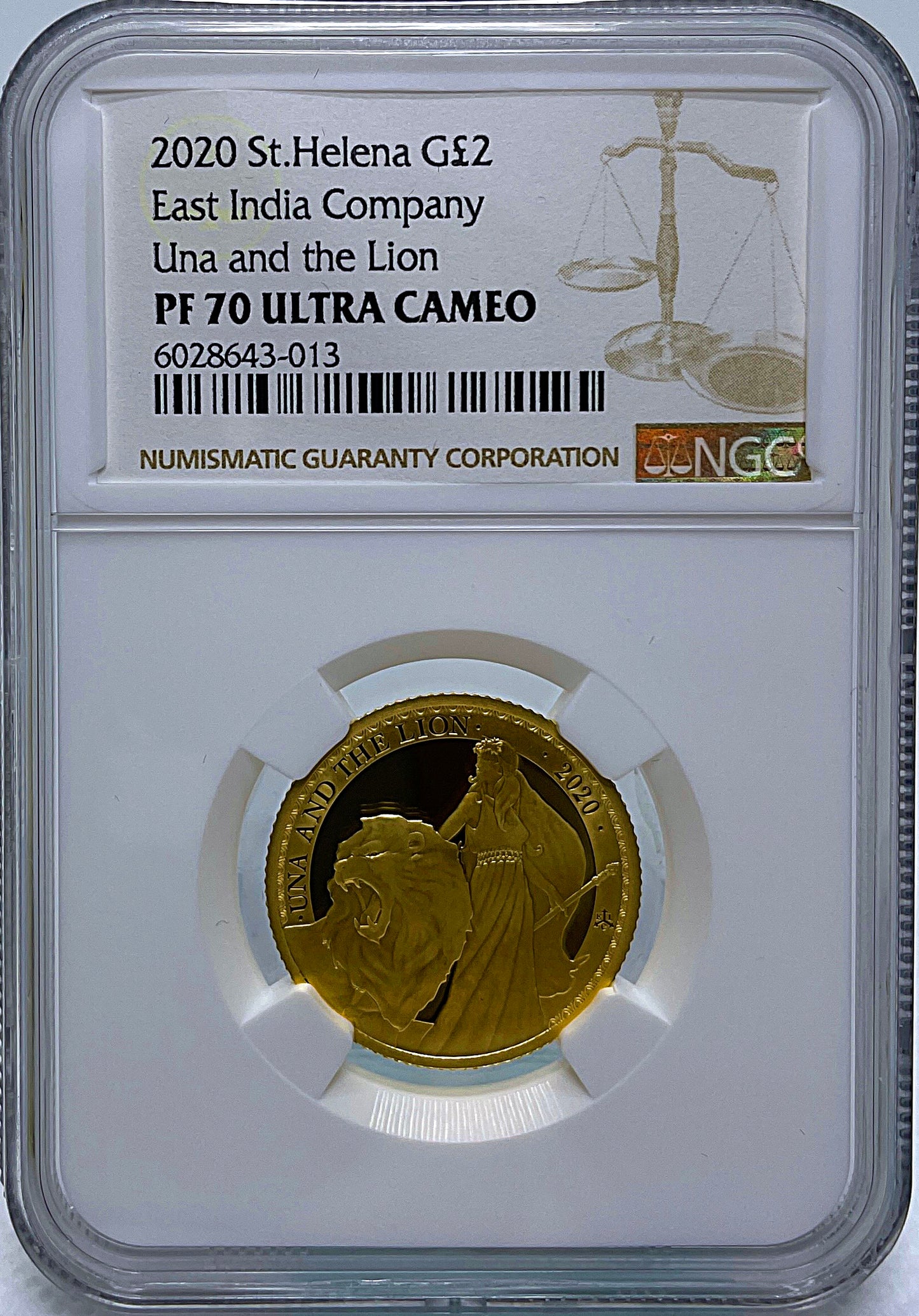2020 ウナとライオン セントヘレナ 銀貨 MS70