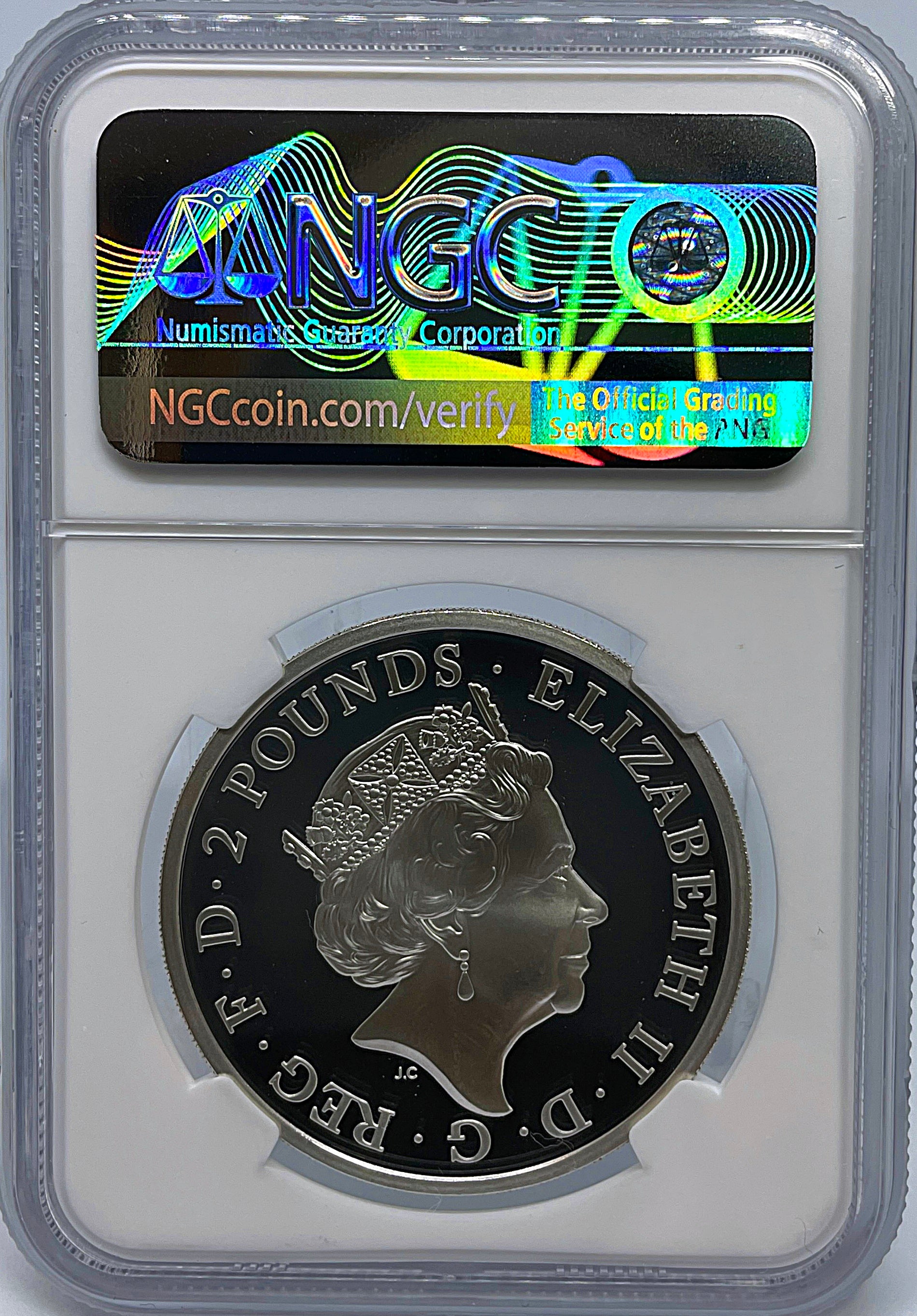 2021年 クイーンズビースト グリフィン 1オンス 2ポンド 銀貨 NGC PF70UC FR イギリス – PROOF COINS