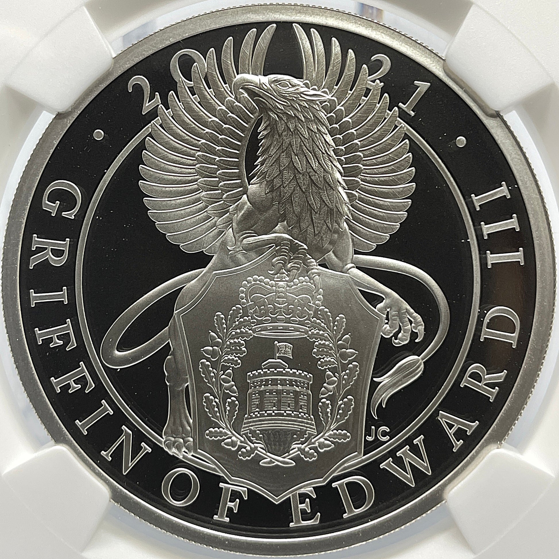 2021年 クイーンズビースト グリフィン 1オンス 2ポンド 銀貨 NGC PF70UC FR イギリス – PROOF COINS