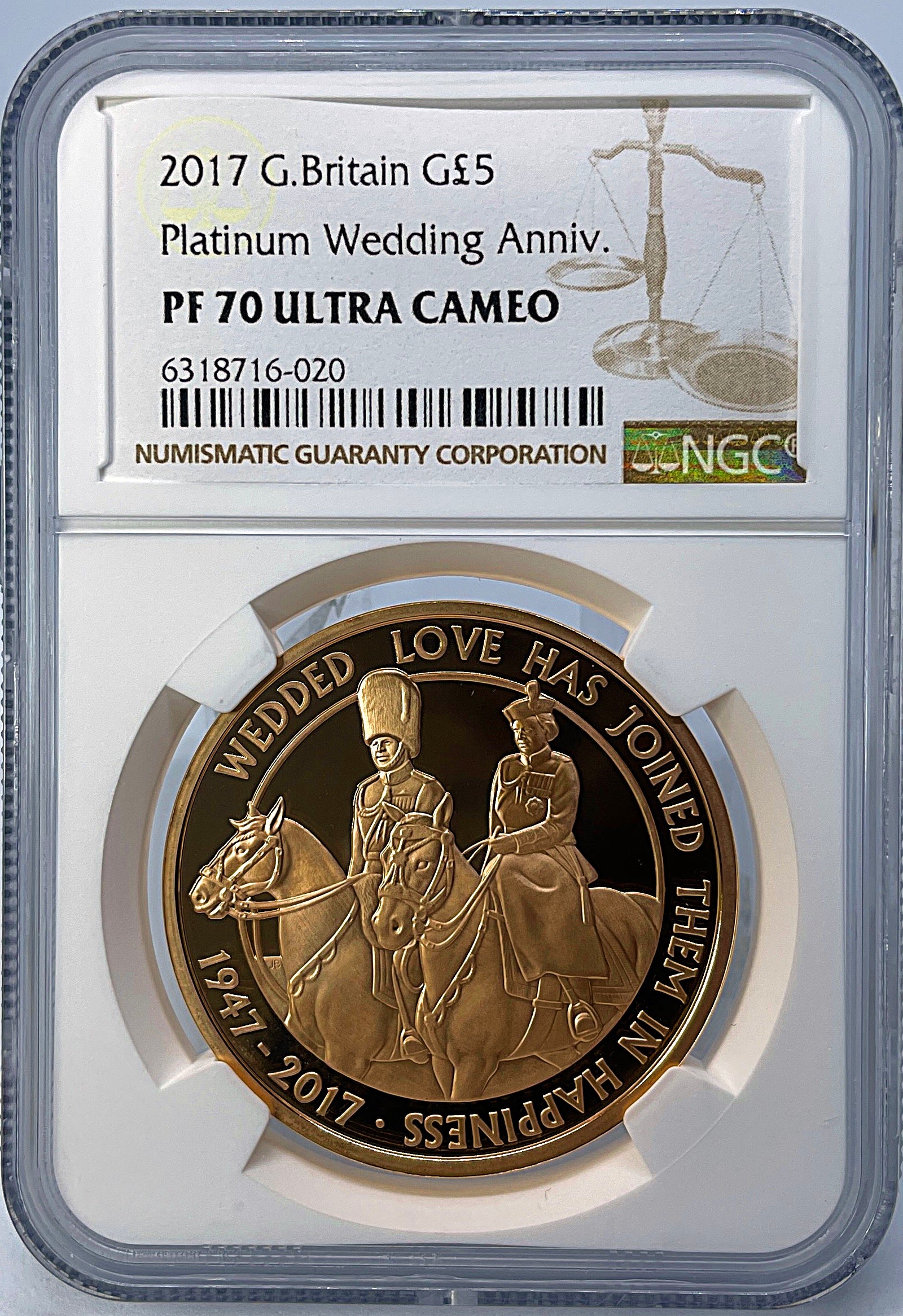 2017年 イギリス プラチナウェディング 5ポンド 金貨 NGC PF70UC