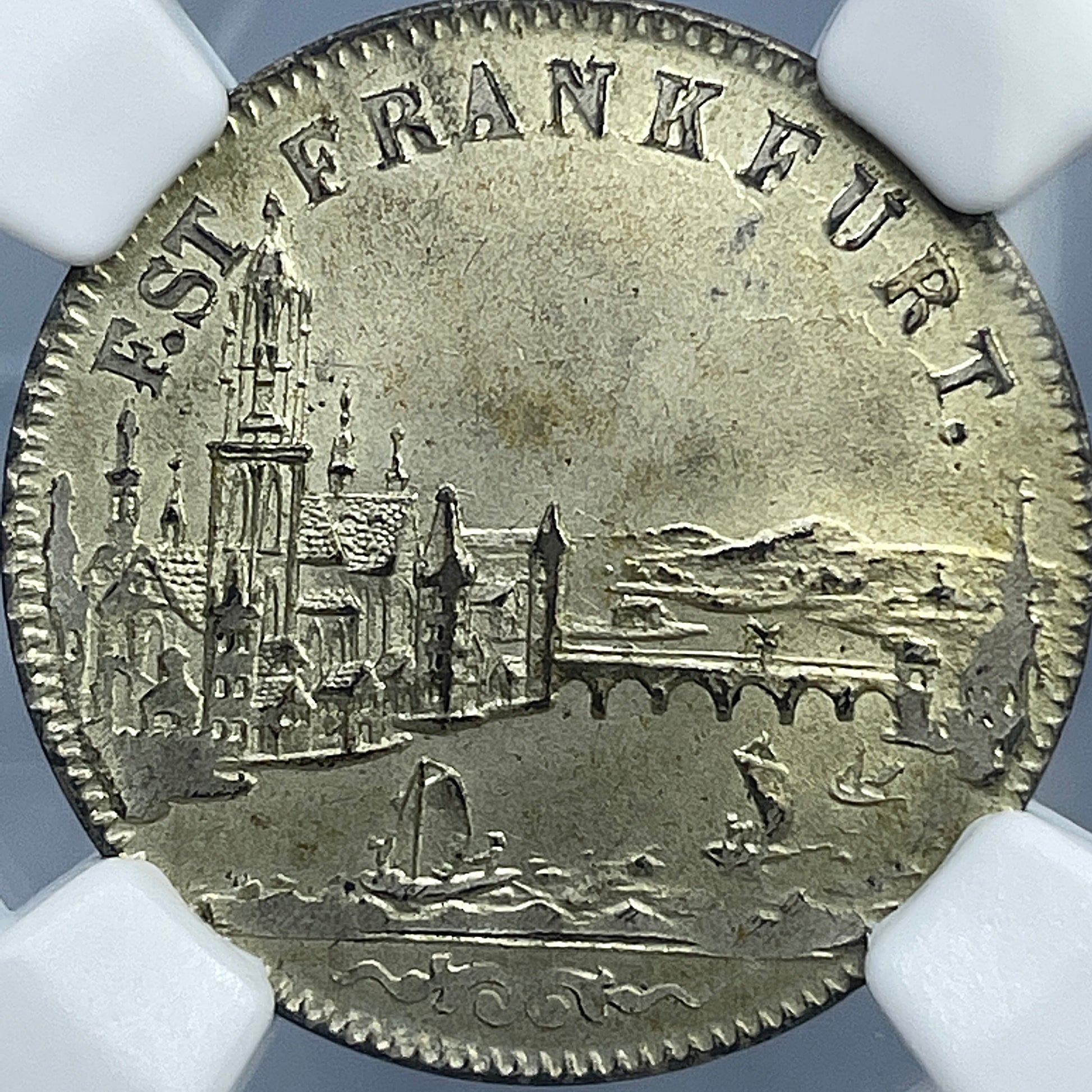 世界2位!!1853年 ドイツ フランクフルト 都市景観 6クロイツァー 銀貨 ...
